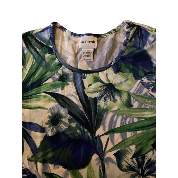 Bon Worth Womens top tropical print Size M - Picture 3 of 4